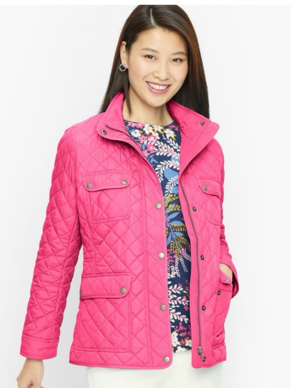Talbots Quilted Women's Jacket in Bright Pink